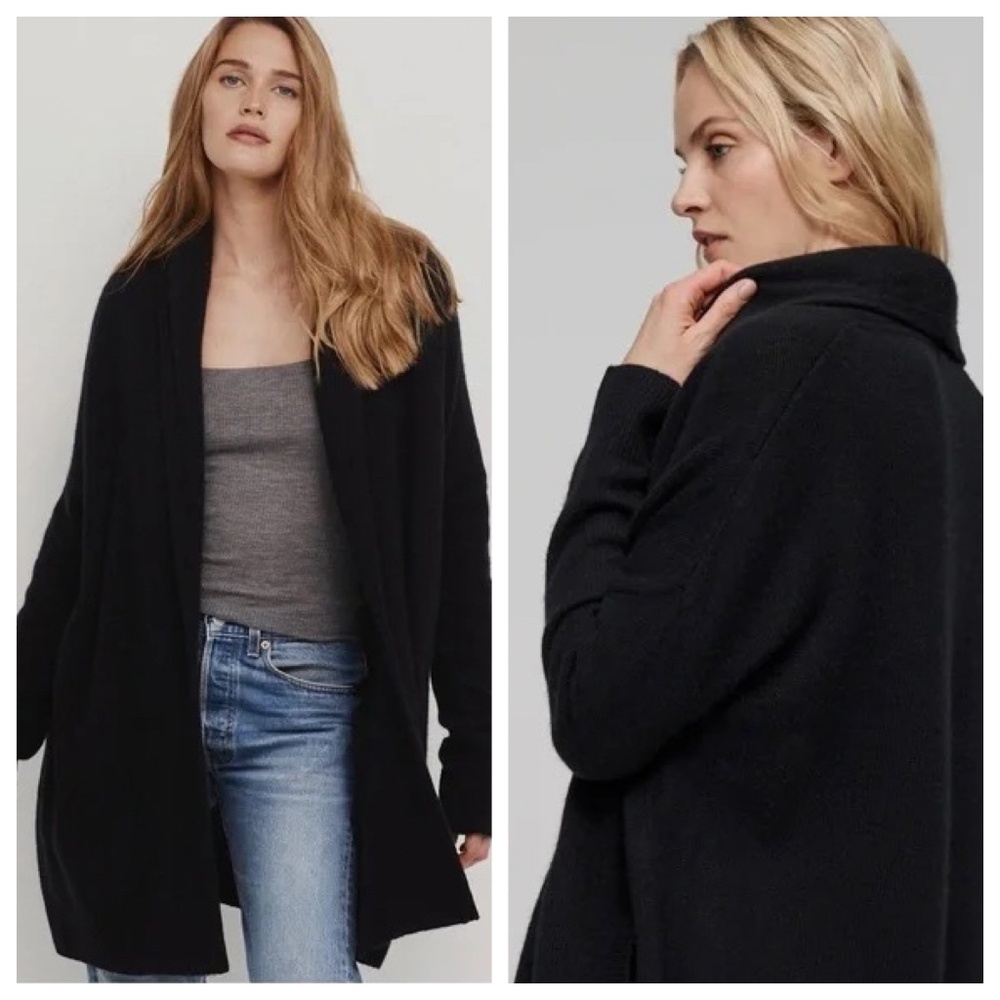 NAKEDCASHMERE River Women’s S Black Open Front Cardigan Oversized Luxe Cozy